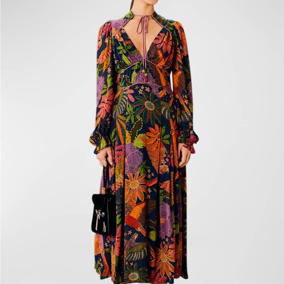 Farm Rio Navy Cool Macaw Midi Dress - Picture 5 of 5